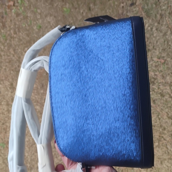 Kate Spade NEW $249 Parisian tinsel small dome crossbody and glitter blue fabric - Picture 3 of 7